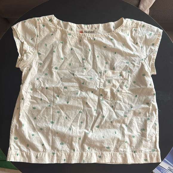 Mollusk Cream Cactus Print Boxy Short Sleeve 100% cotton top blouse size Small - Picture 1 of 5